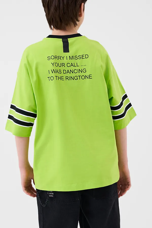 Фуфайка трикотажная для мальчиков (футболка) PLAYTODAY, светло-зеленый - фото 2