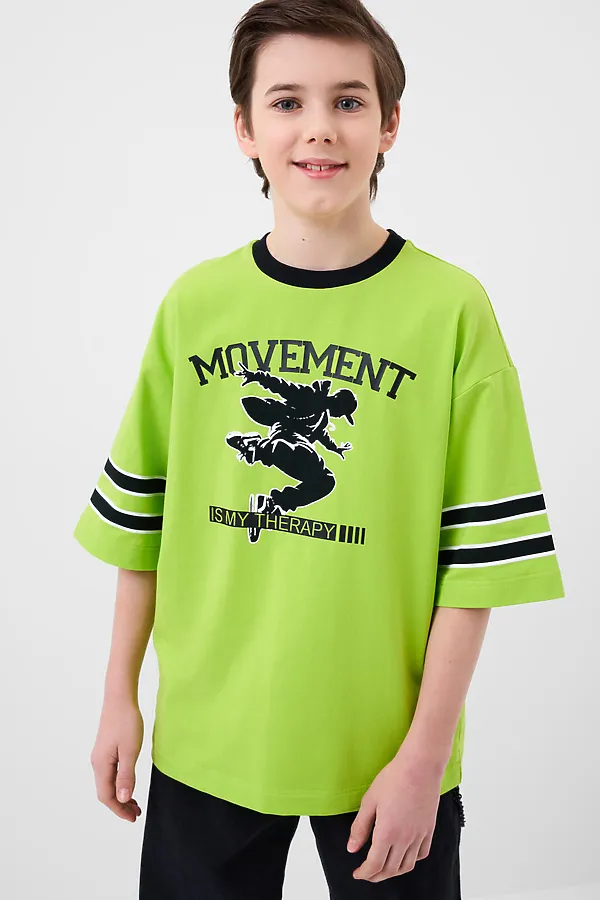 Фуфайка трикотажная для мальчиков (футболка) PLAYTODAY, светло-зеленый - фото 2