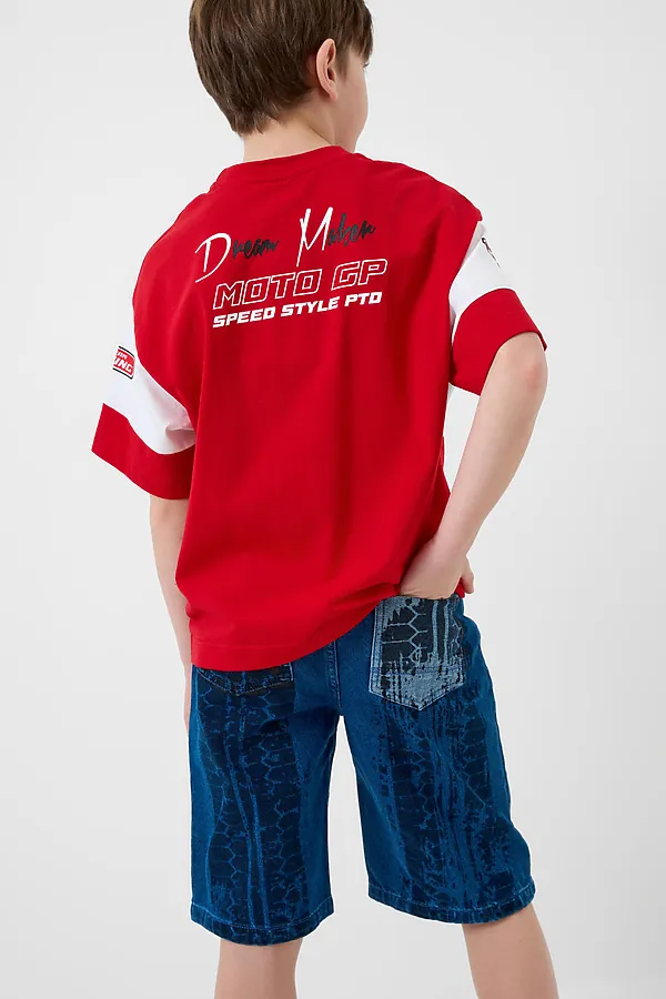 Шорты текстильные джинсовые для мальчиков PLAYTODAY, синий - фото 2