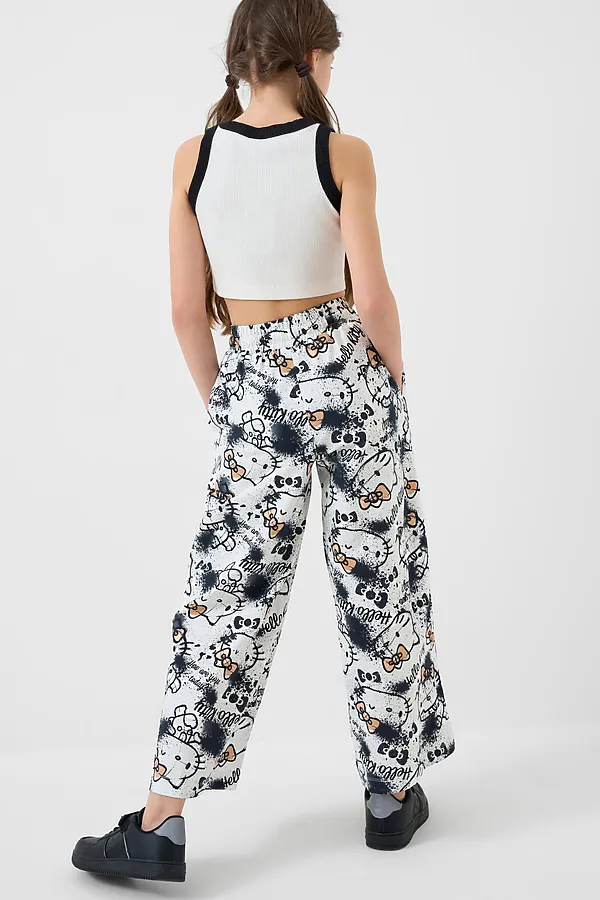 Комплект трикотажный для девочек: топ, брюки PLAYTODAY, темно-серый,белый,бежевый - фото 2