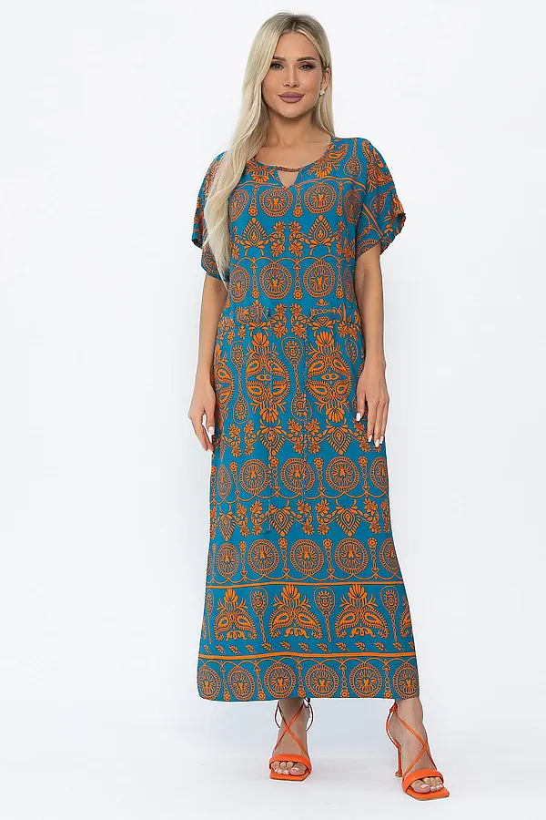 Платье Вистерия LADY TAIGA, лазурно-оранжевое - фото 2