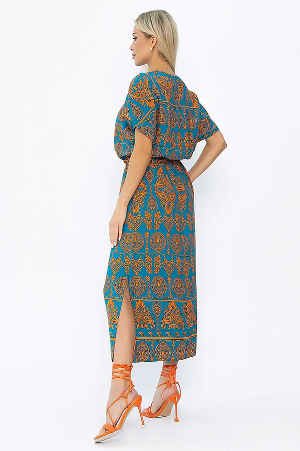 Платье Вистерия LADY TAIGA, лазурно-оранжевое - фото 2