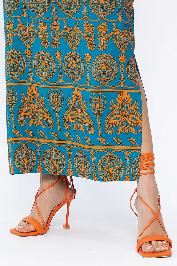 Платье Вистерия LADY TAIGA, лазурно-оранжевое - фото 2