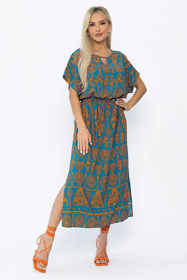 Платье Вистерия LADY TAIGA, лазурно-оранжевое - фото 2