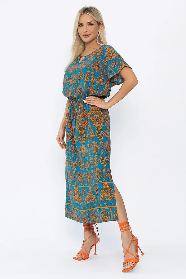 Платье Вистерия LADY TAIGA, лазурно-оранжевое - фото 2