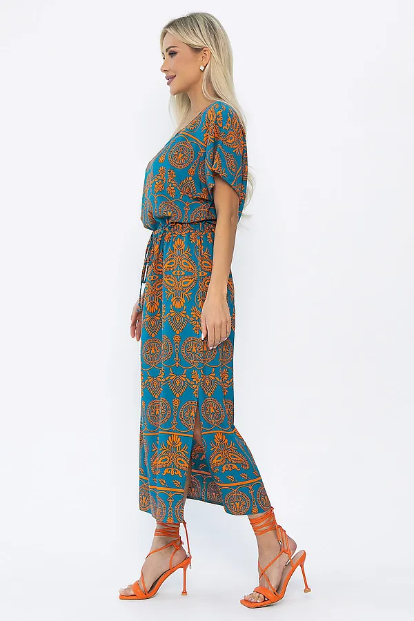 Платье Вистерия LADY TAIGA, лазурно-оранжевое - фото 2