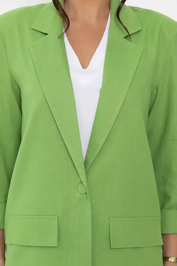 Пиджак льняной Мэрлин LADY TAIGA, зеленый - фото 2
