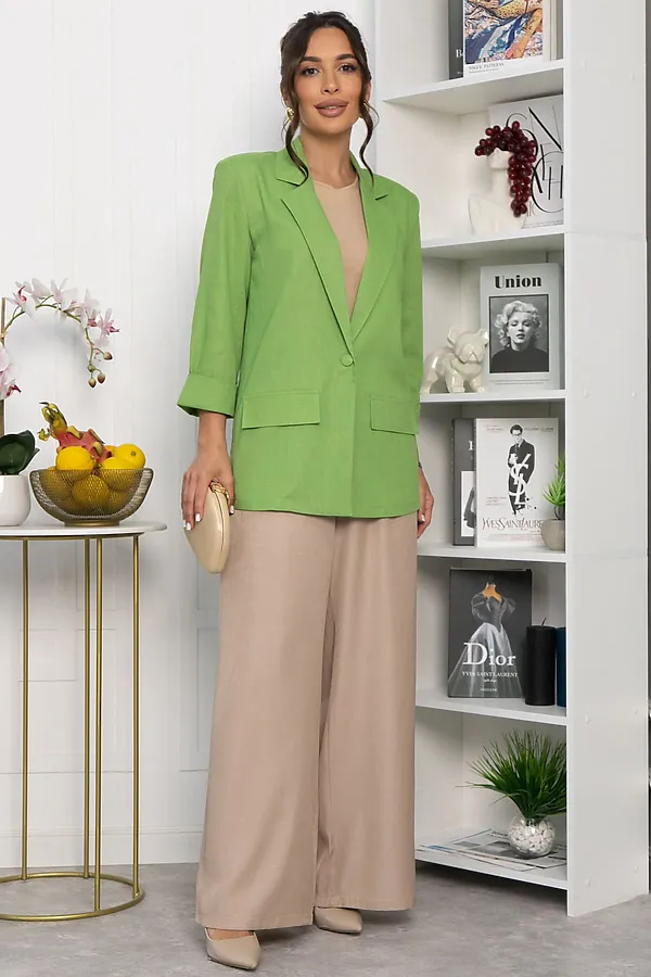 Пиджак льняной Мэрлин LADY TAIGA, зеленый - фото 2