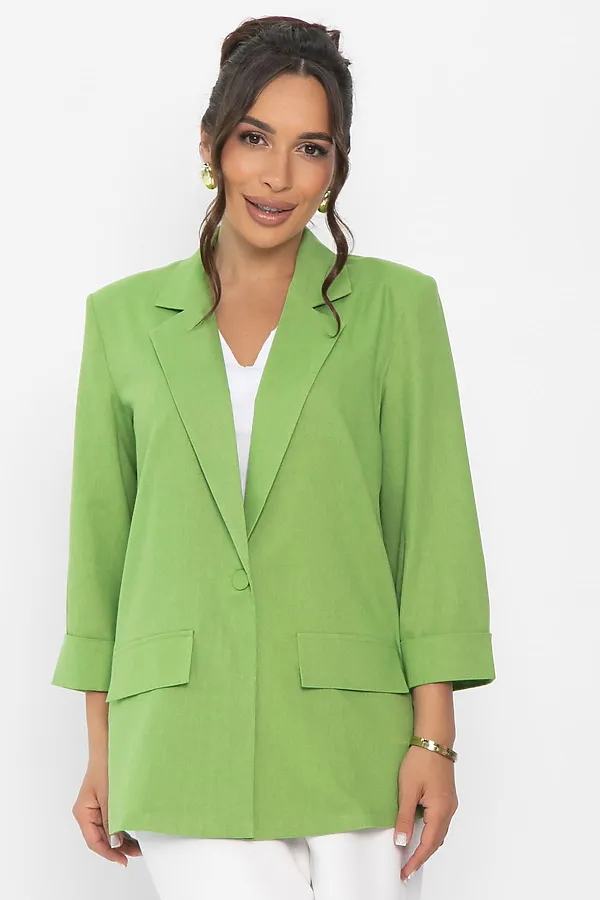 Пиджак льняной Мэрлин LADY TAIGA, зеленый - фото 2