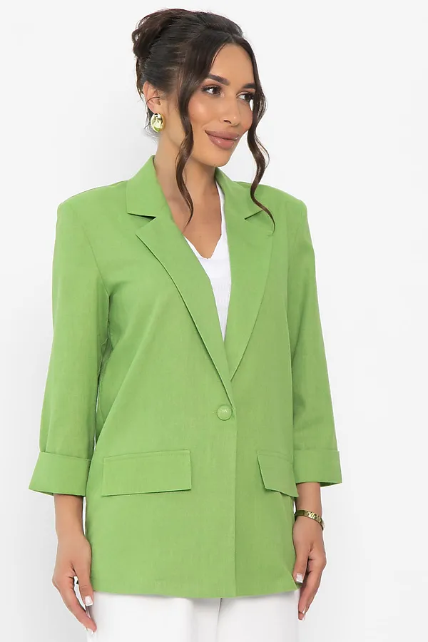 Пиджак льняной Мэрлин LADY TAIGA, зеленый - фото 2