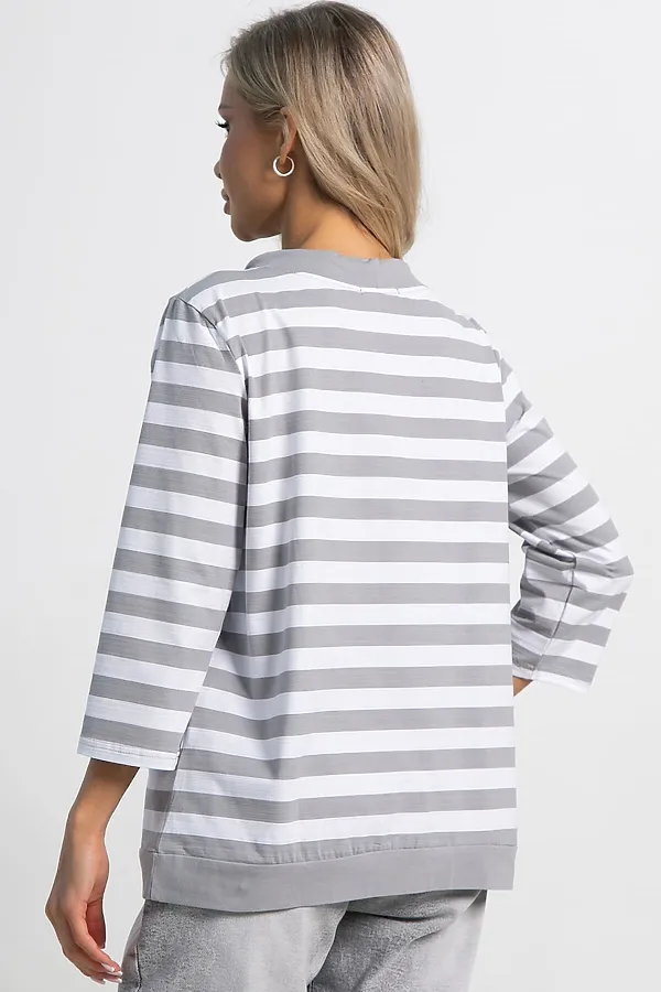 Блуза Весенняя нежность LADY TAIGA, бело-серая - фото 2