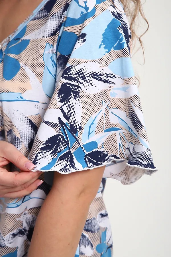 Сорочка НС-01 НАТАЛИ, голубые цветы - фото 2