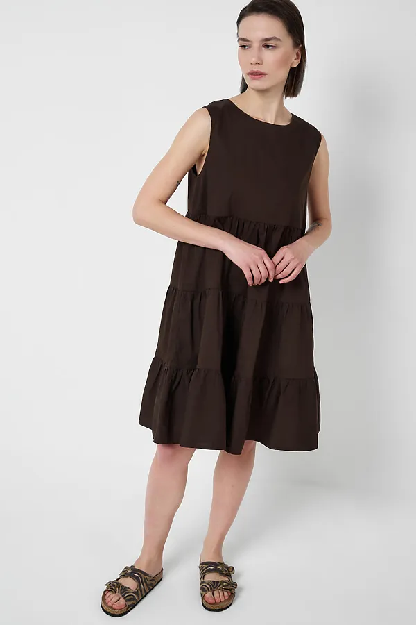 Платье текстильное для женщин PLAYTODAY, коричневый - фото 2