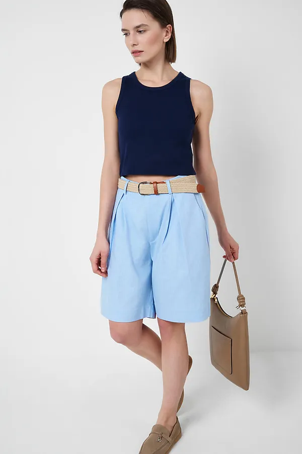 Шорты текстильные для женщин PLAYTODAY, голубой - фото 2