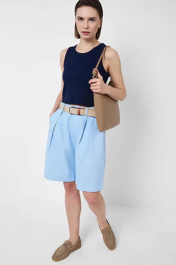 Шорты текстильные для женщин PLAYTODAY, голубой - фото 2