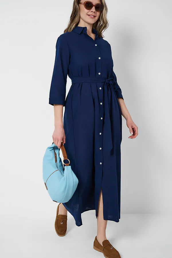 Платье текстильное для женщин PLAYTODAY, тёмно-синий - фото 2