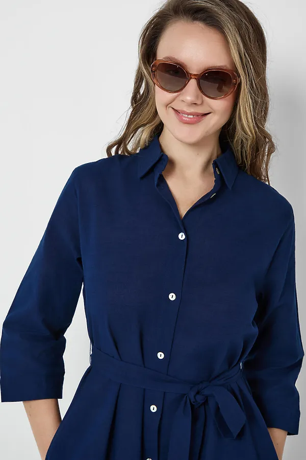 Платье текстильное для женщин PLAYTODAY, тёмно-синий - фото 2