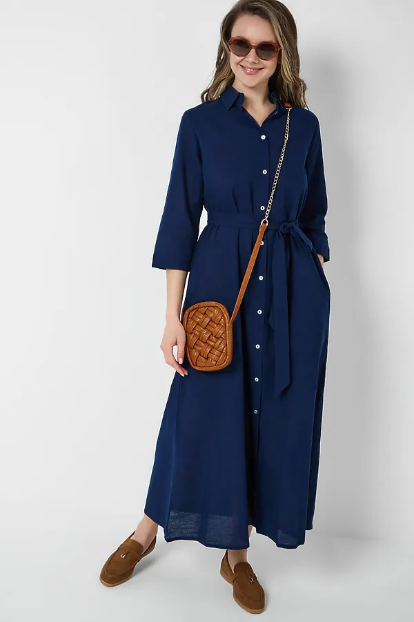 Платье текстильное для женщин PLAYTODAY, тёмно-синий - фото 2