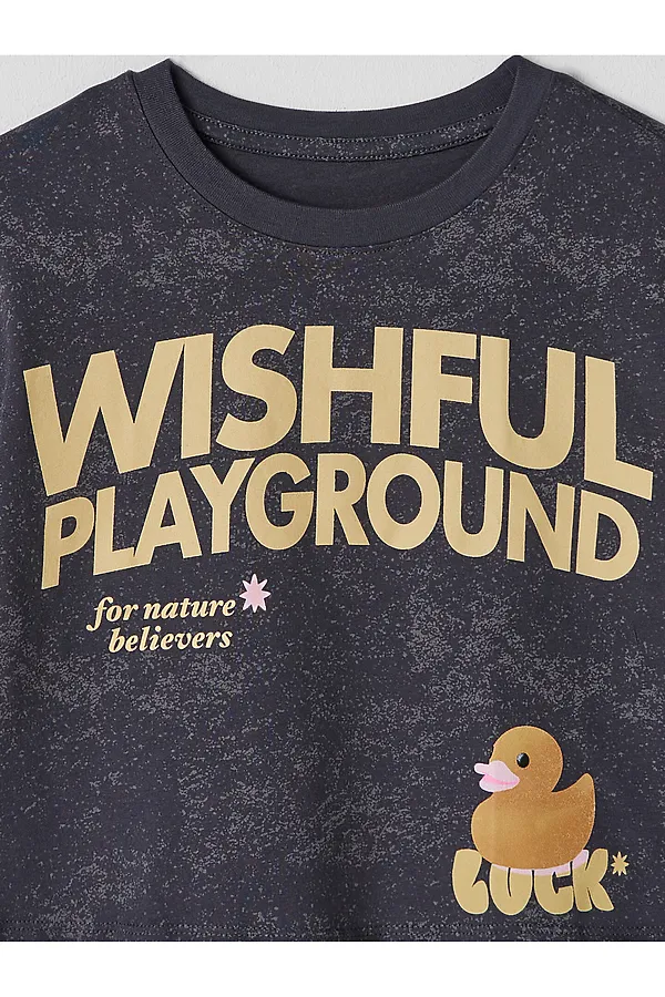 Комплект для девочек (футболка, шорты) MARK FORMELLE, серый acid wash +печать - фото 2