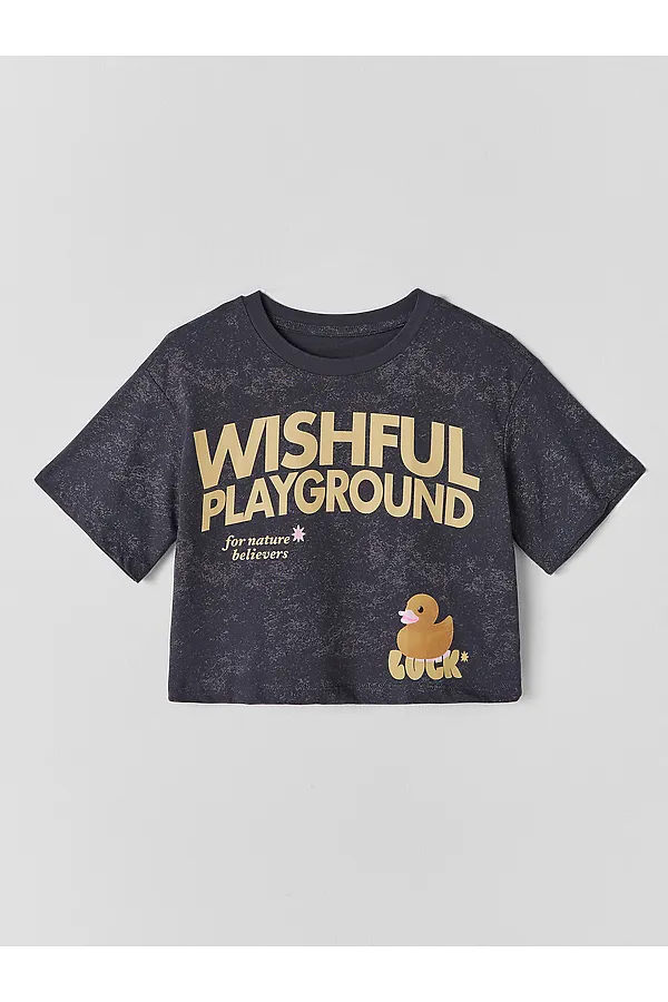 Комплект для девочек (футболка, шорты) MARK FORMELLE, серый acid wash +печать - фото 2