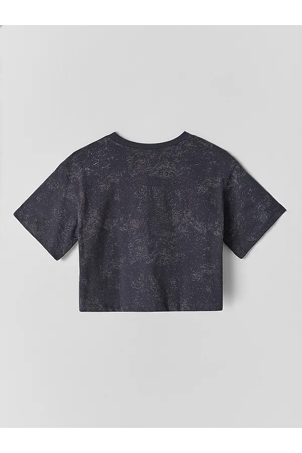 Комплект для девочек (футболка, шорты) MARK FORMELLE, серый acid wash +печать - фото 2