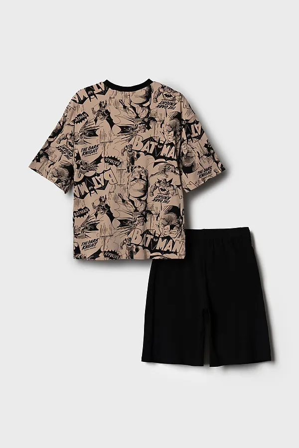 Комплект трикотажный для мальчиков: фуфайка (футболка), шорты PLAYTODAY, черный,бежевый - фото 2