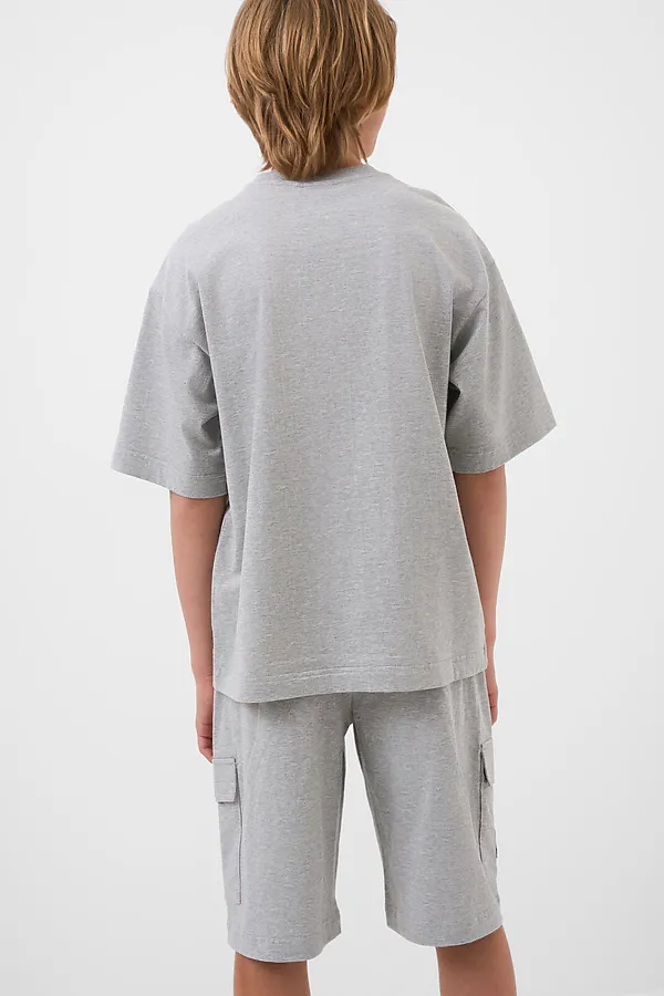 Комплект трикотажный для мальчиков: фуфайка (футболка), шорты PLAYTODAY, серый - фото 2
