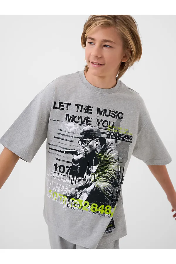 Комплект трикотажный для мальчиков: фуфайка (футболка), шорты PLAYTODAY, серый - фото 2