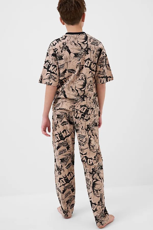 Пижама трикотажная для мальчиков PLAYTODAY, бежевый,черный - фото 2