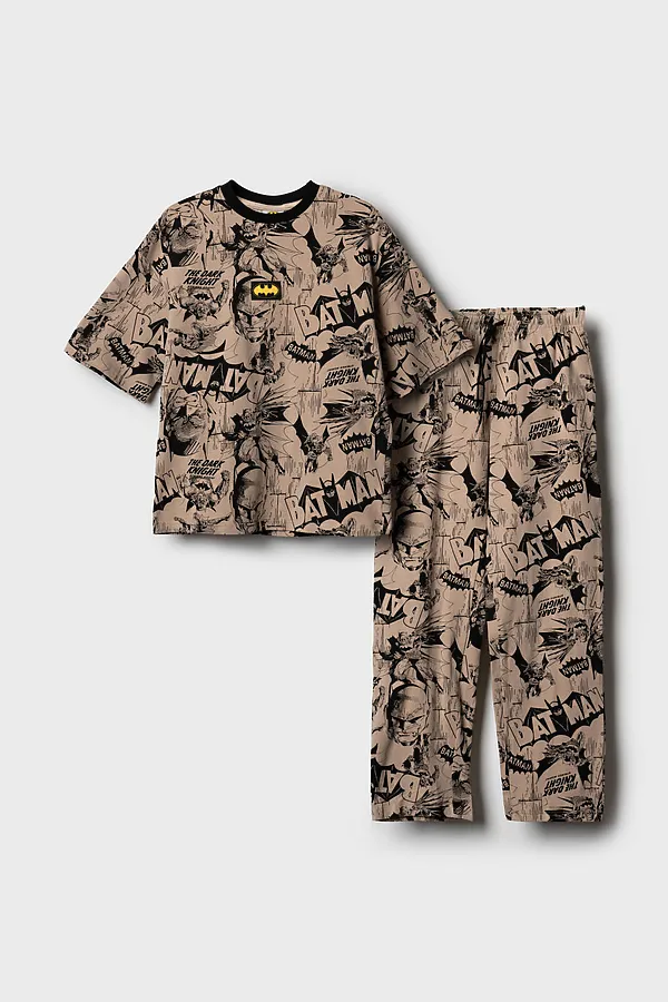 Пижама трикотажная для мальчиков PLAYTODAY, бежевый,черный - фото 2