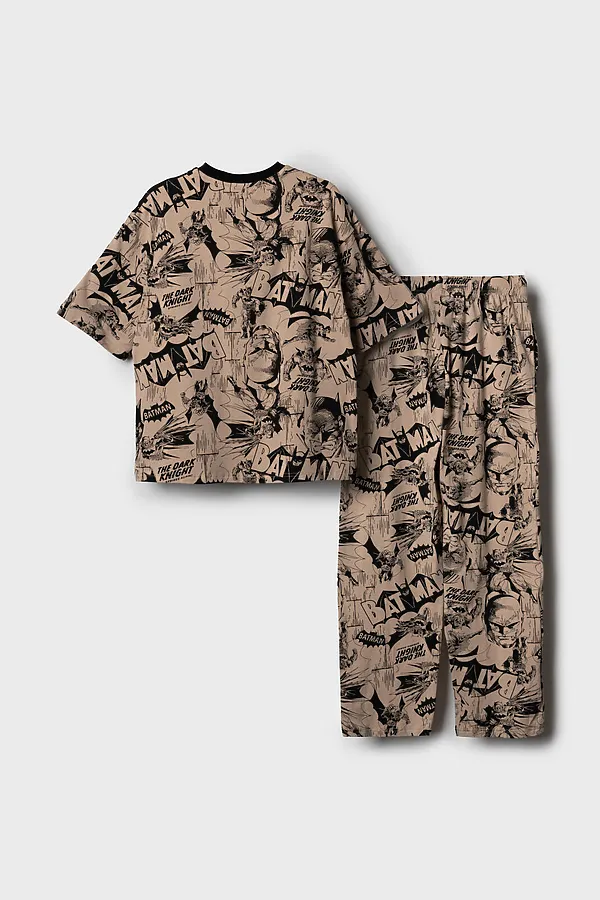 Пижама трикотажная для мальчиков PLAYTODAY, бежевый,черный - фото 2