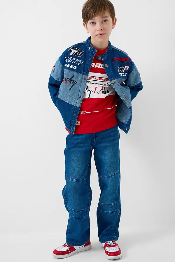 Куртка текстильная джинсовая для мальчиков PLAYTODAY, синий - фото 2