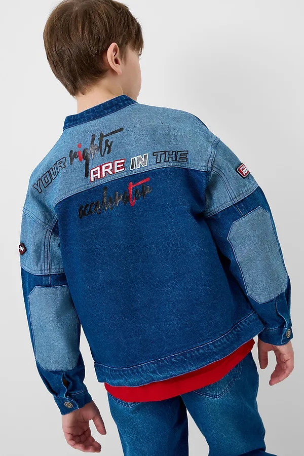 Куртка текстильная джинсовая для мальчиков PLAYTODAY, синий - фото 2