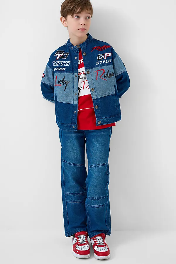 Куртка текстильная джинсовая для мальчиков PLAYTODAY, синий - фото 2