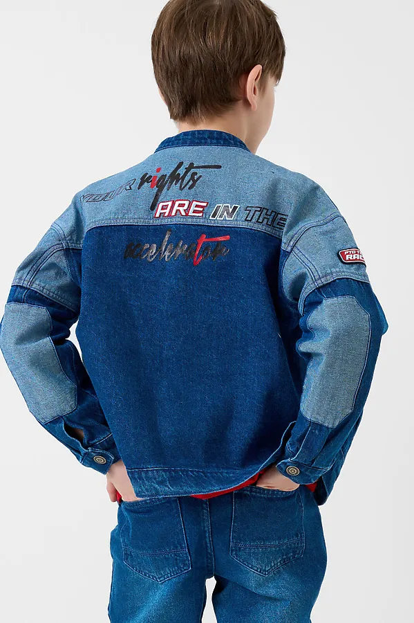 Куртка текстильная джинсовая для мальчиков PLAYTODAY, синий - фото 2