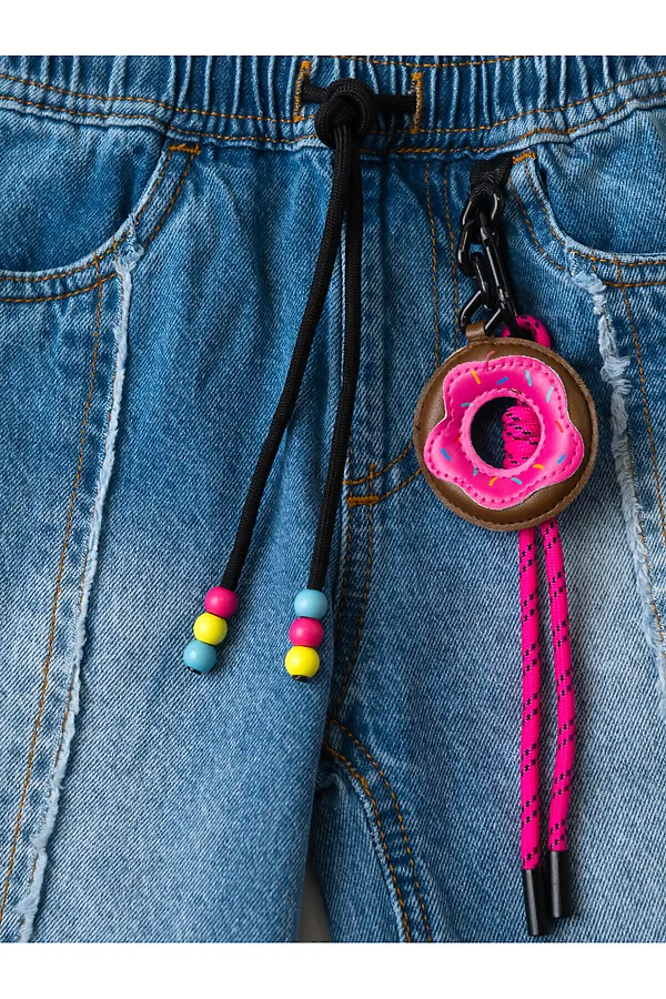 Брюки текстильные джинсовые для девочек PLAYTODAY, синий - фото 2