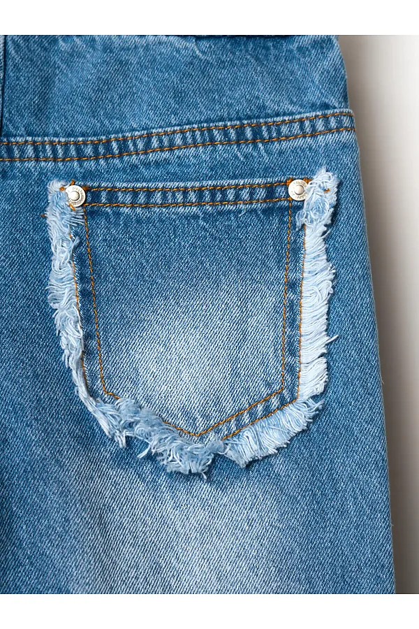 Брюки текстильные джинсовые для девочек PLAYTODAY, синий - фото 2