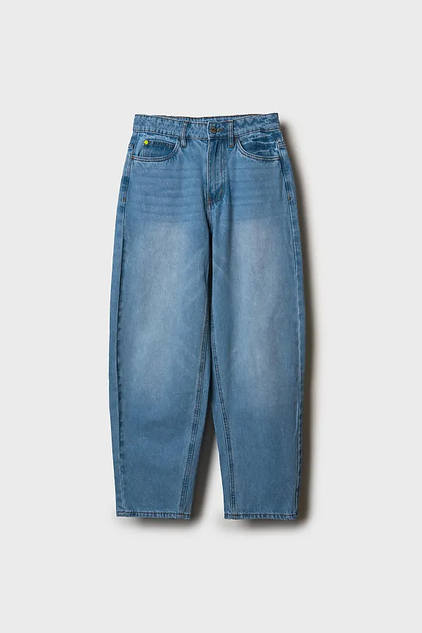 Брюки текстильные джинсовые для девочек PLAYTODAY, синий - фото 2