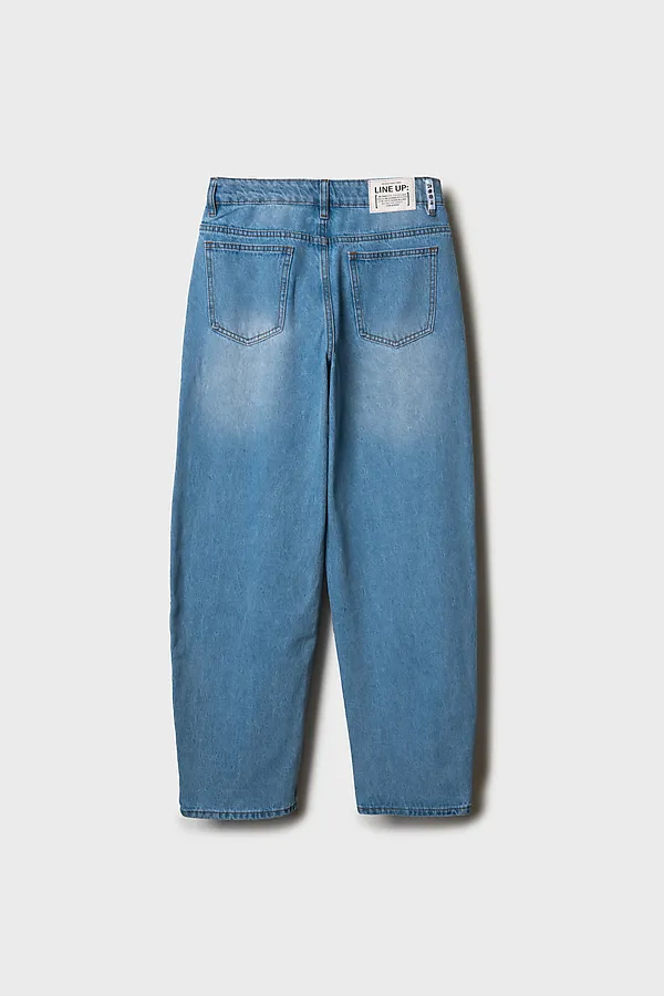 Брюки текстильные джинсовые для девочек PLAYTODAY, синий - фото 2