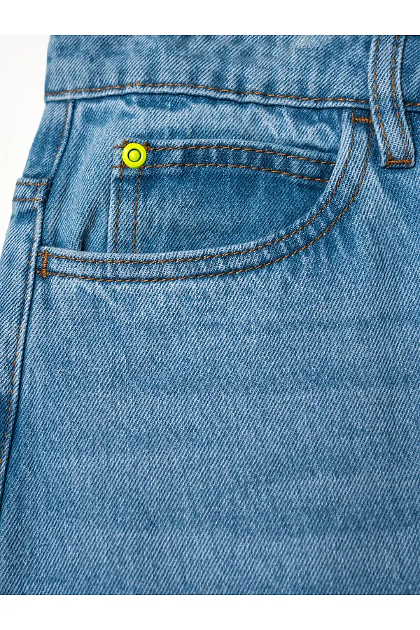 Брюки текстильные джинсовые для девочек PLAYTODAY, синий - фото 2