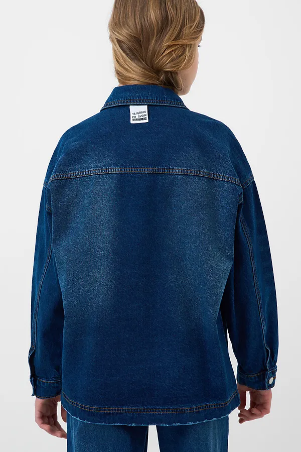 Куртка текстильная джинсовая для девочек PLAYTODAY, синий - фото 2