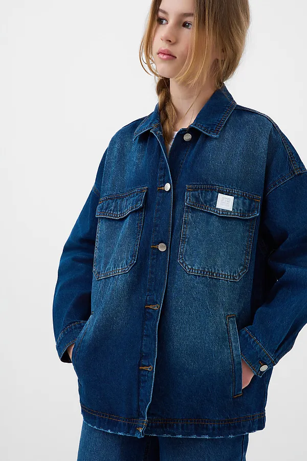 Куртка текстильная джинсовая для девочек PLAYTODAY, синий - фото 2