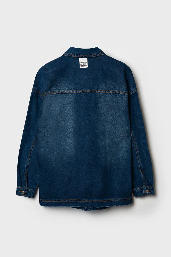 Куртка текстильная джинсовая для девочек PLAYTODAY, синий - фото 2