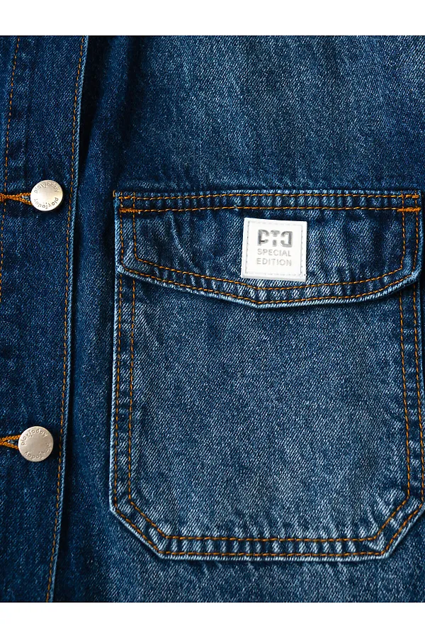 Куртка текстильная джинсовая для девочек PLAYTODAY, синий - фото 2