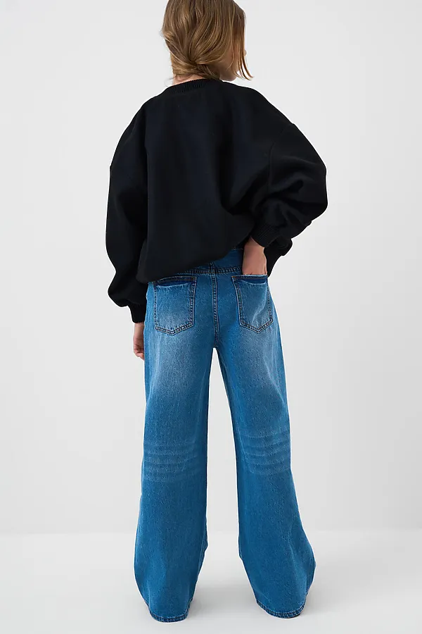 Брюки текстильные джинсовые для девочек PLAYTODAY, синий - фото 2