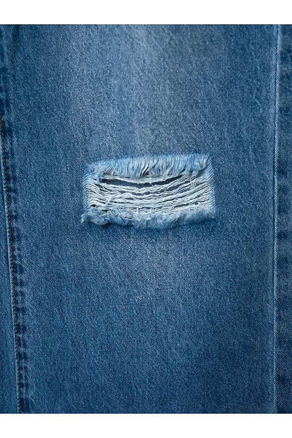 Брюки текстильные джинсовые для девочек PLAYTODAY, синий - фото 2