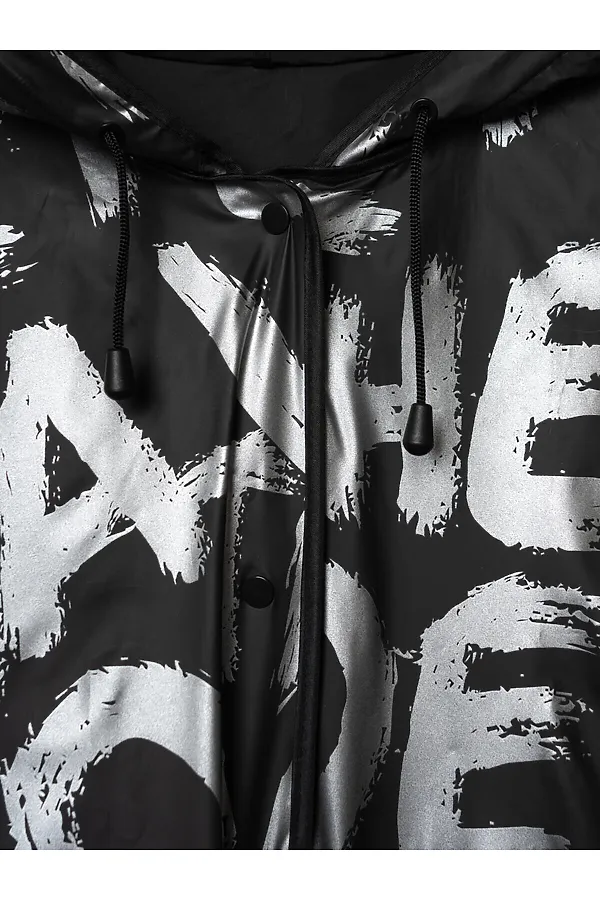 Плащ из полимерного материала для девочек (дождевик) PLAYTODAY, черный,серебряный - фото 2