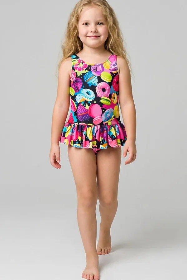 Купальник трикотажный для девочек PLAYTODAY, разноцветный - фото 2