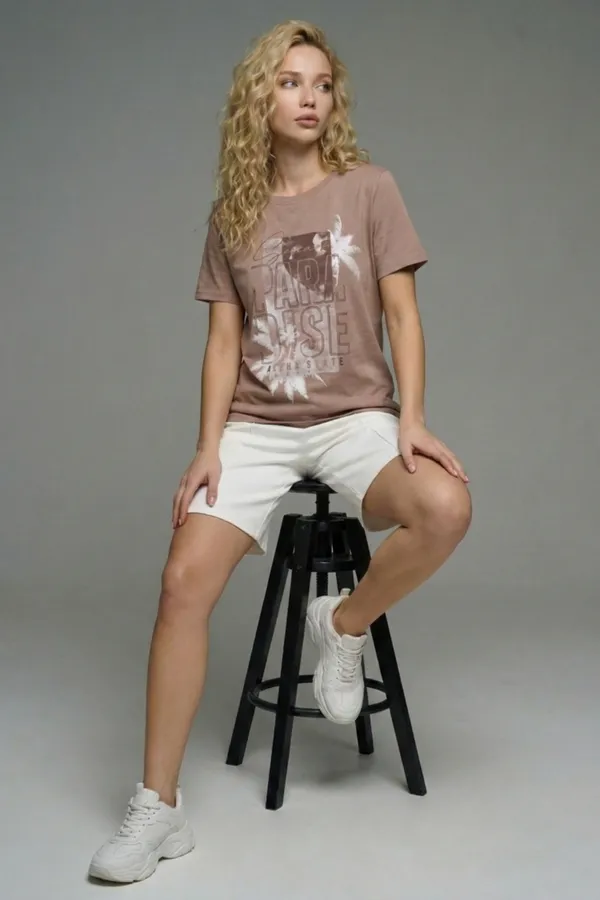 Костюм с шортами Парадиз НАТАЛИ, бежевый/молочный - фото 2