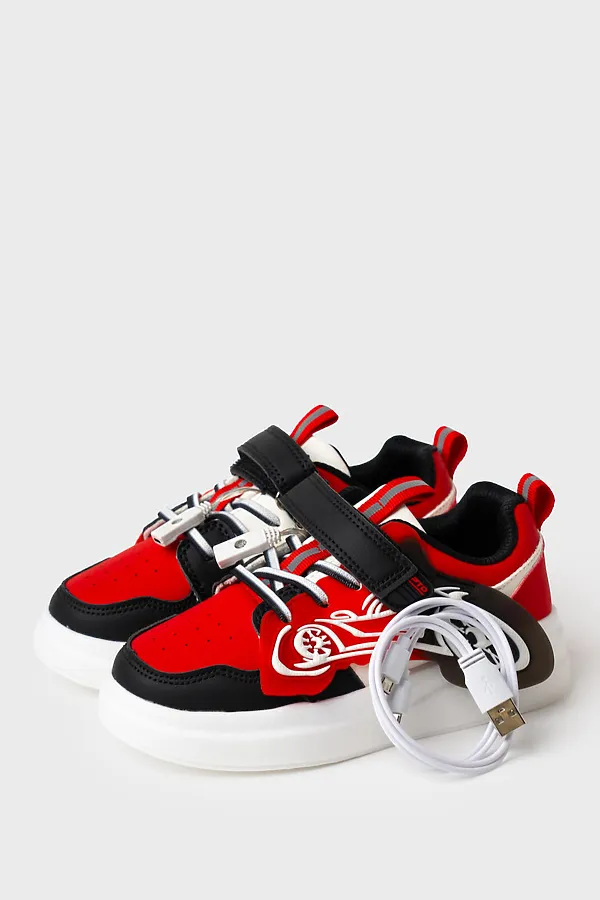 Полуботинки для мальчиков PLAYTODAY, черный,красный - фото 2